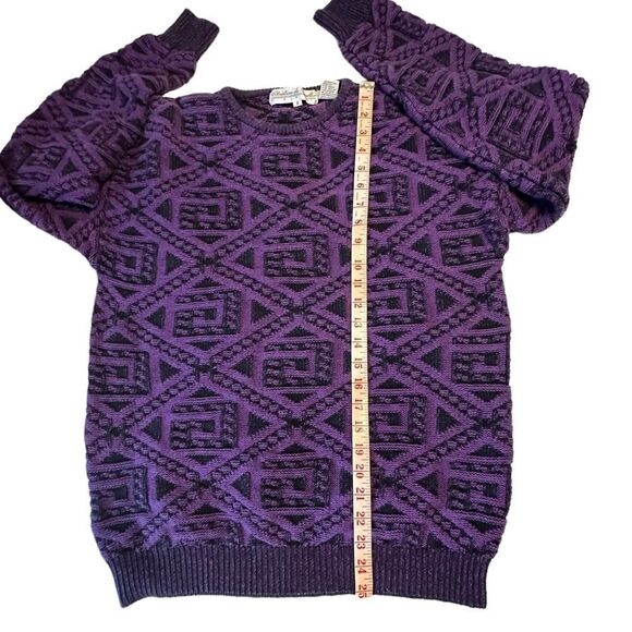 Purple and Black Geometric Pattern Christian de Parallax Cotton Sweater Size Sml - Picture 6 of 9